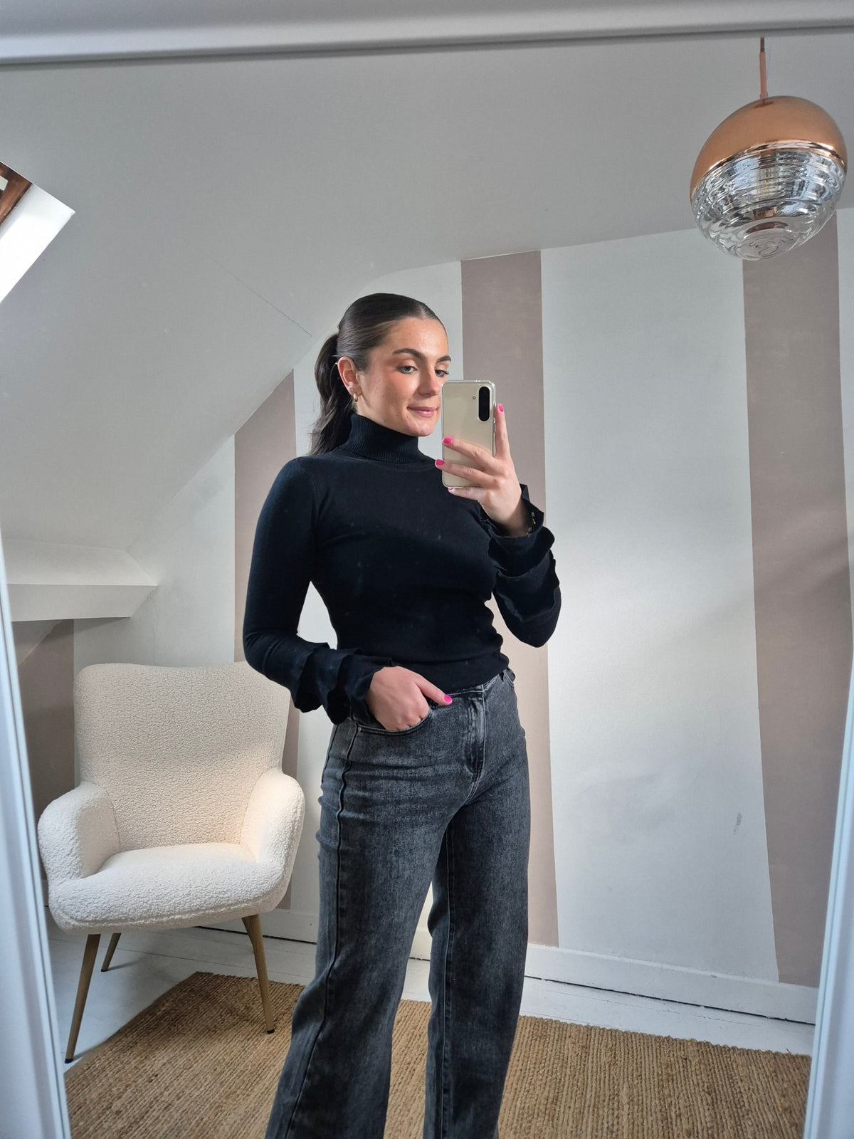 Roz Polo Jumper Black - Lily's Boutique