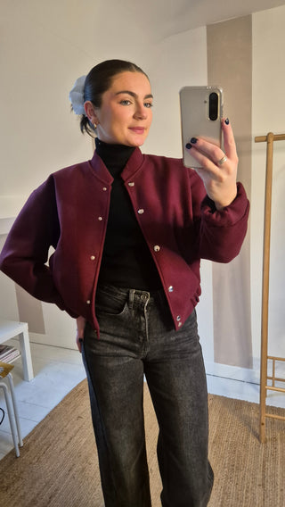 Tina Burgundy Bomber jacket