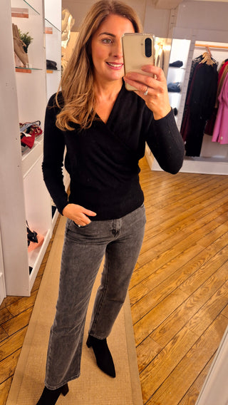 Juliet Black Wrap Jumper