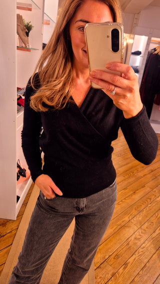 Juliet Black Wrap Jumper