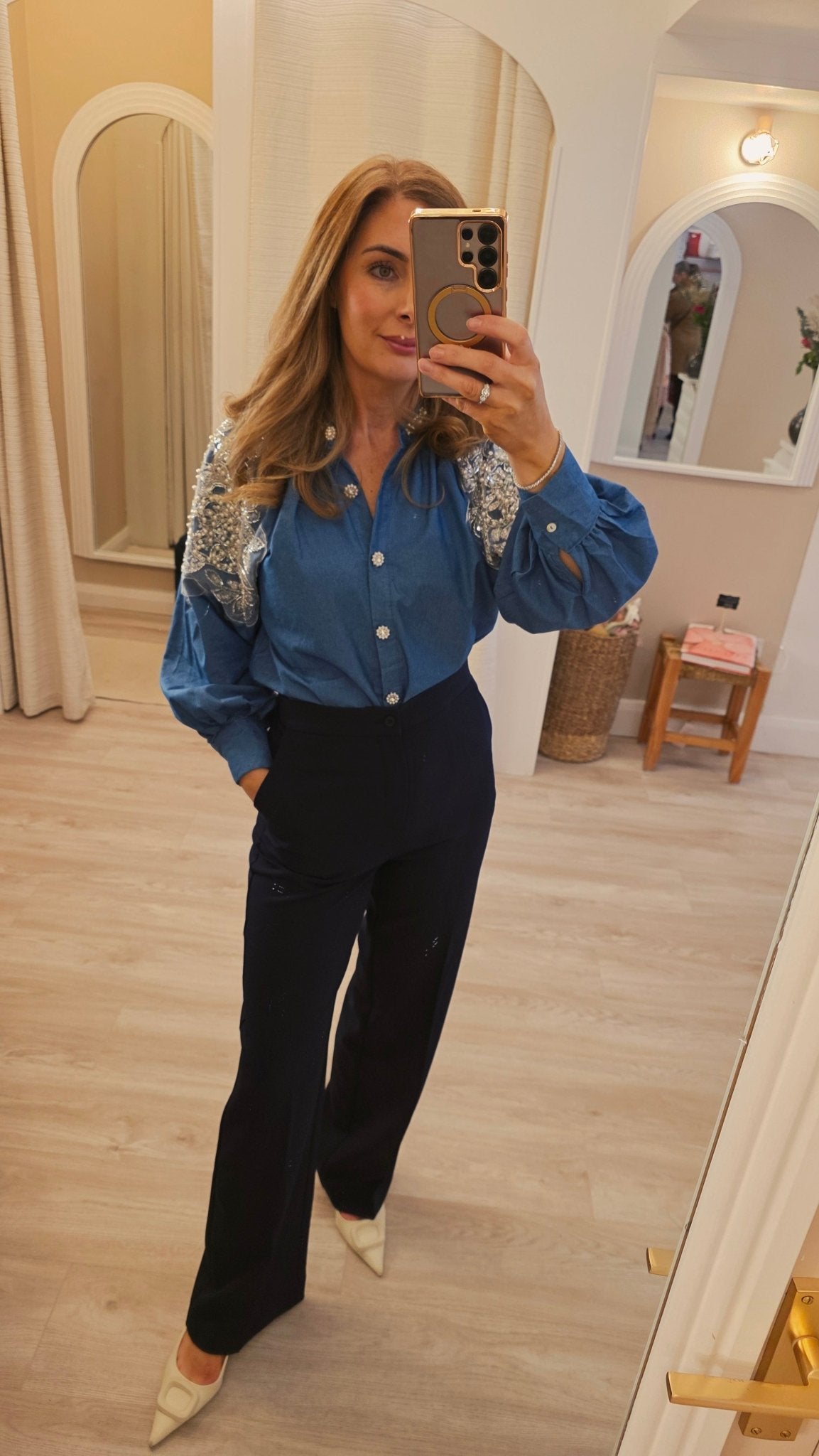 Ella Navy Trousers - Lily's Boutique
