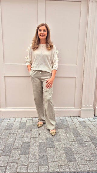 Kim Taupe Linen Blend Trousers