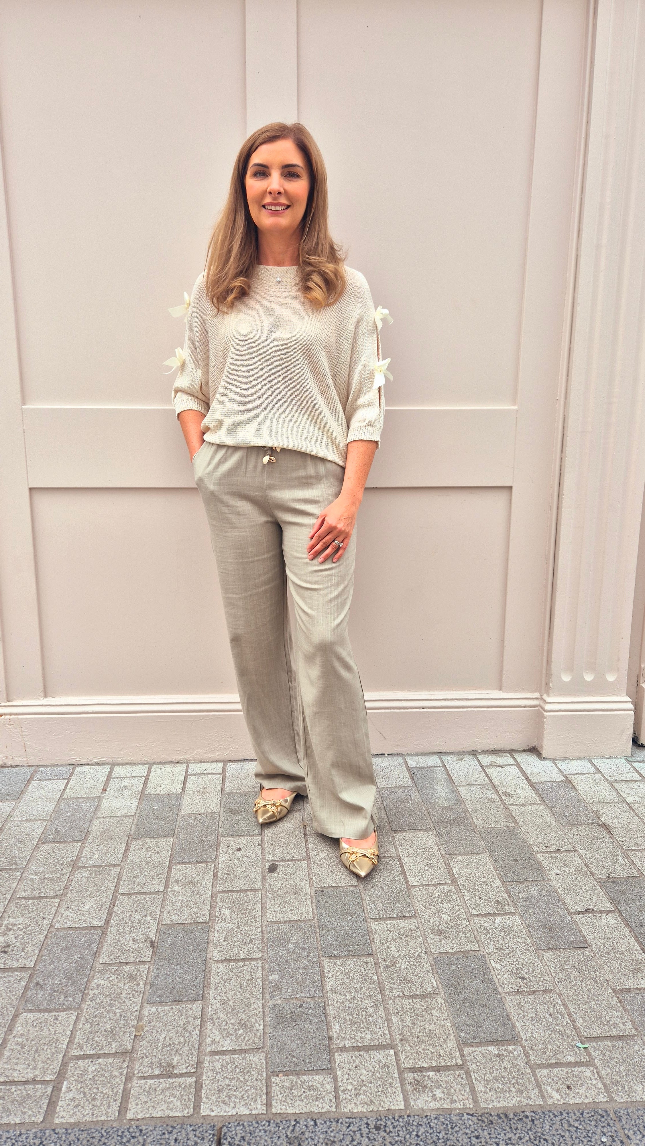 Kim Taupe Linen Blend Trousers
