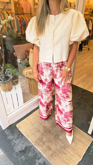 Ava Silk Trousers Burgundy