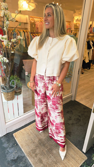 Ava Silk Trousers Burgundy