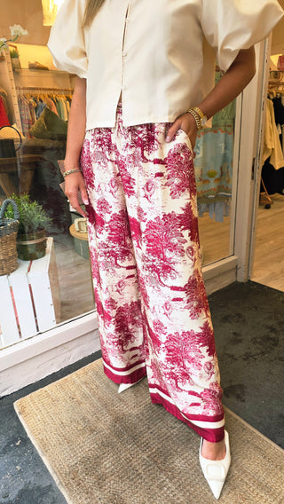 Ava Silk Trousers Burgundy