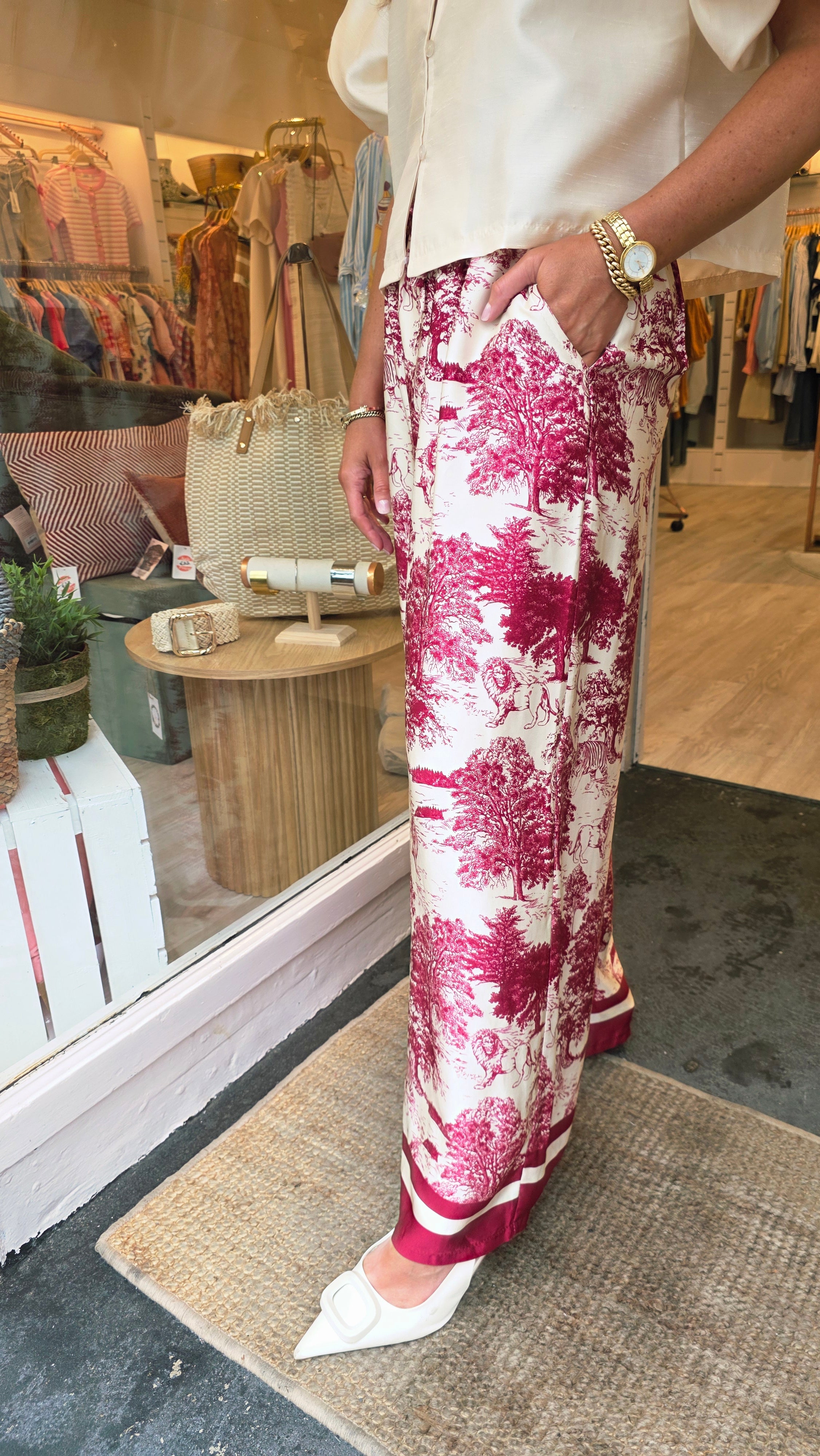 Ava Silk Trousers Burgundy