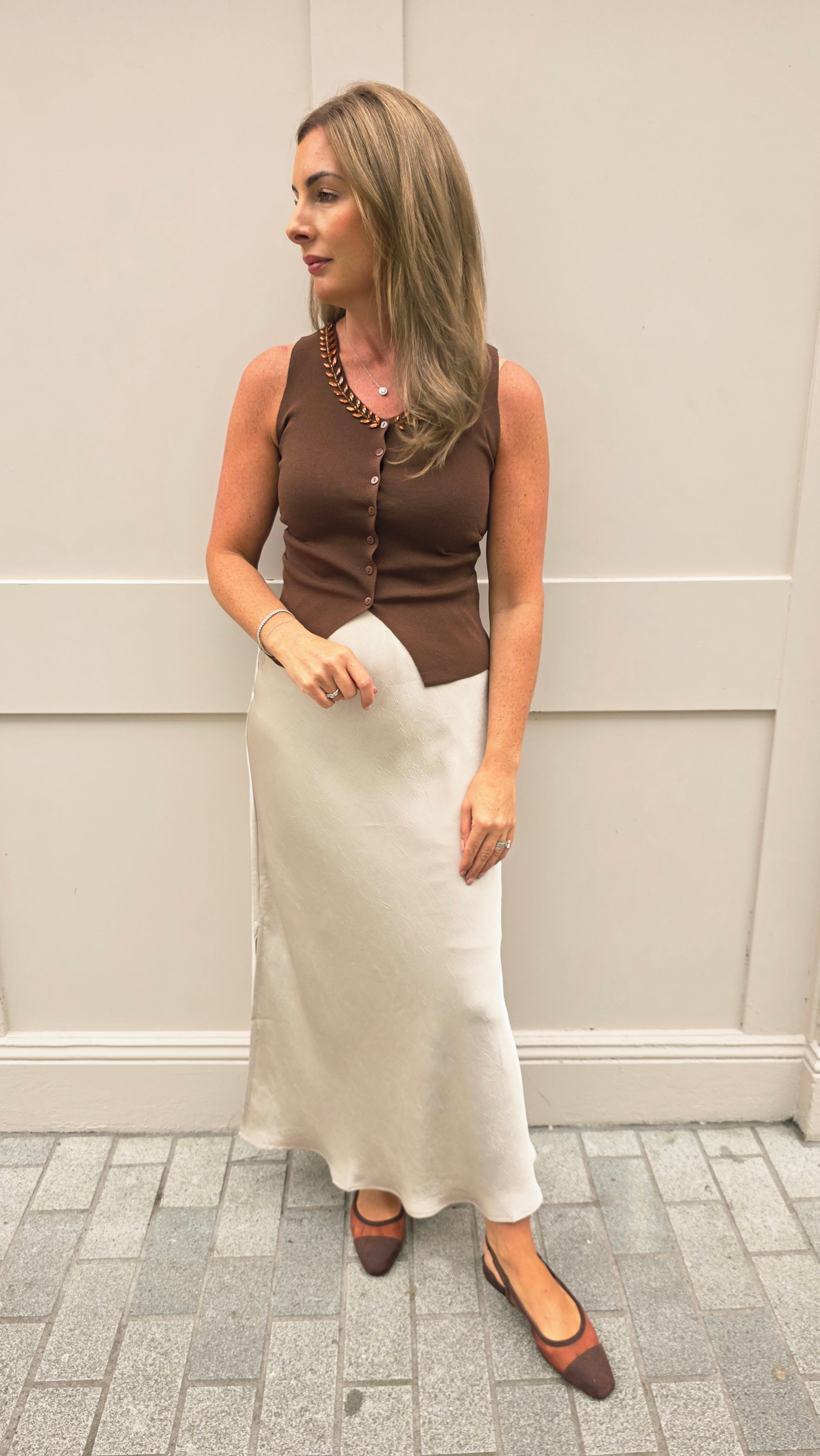 Victoria Chocolate Vest Cardi