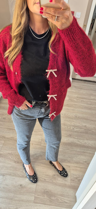 Bow Cardi Burgundy