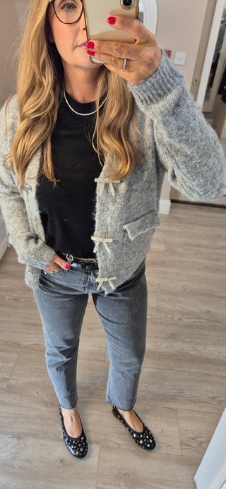 Bow Cardi Grey