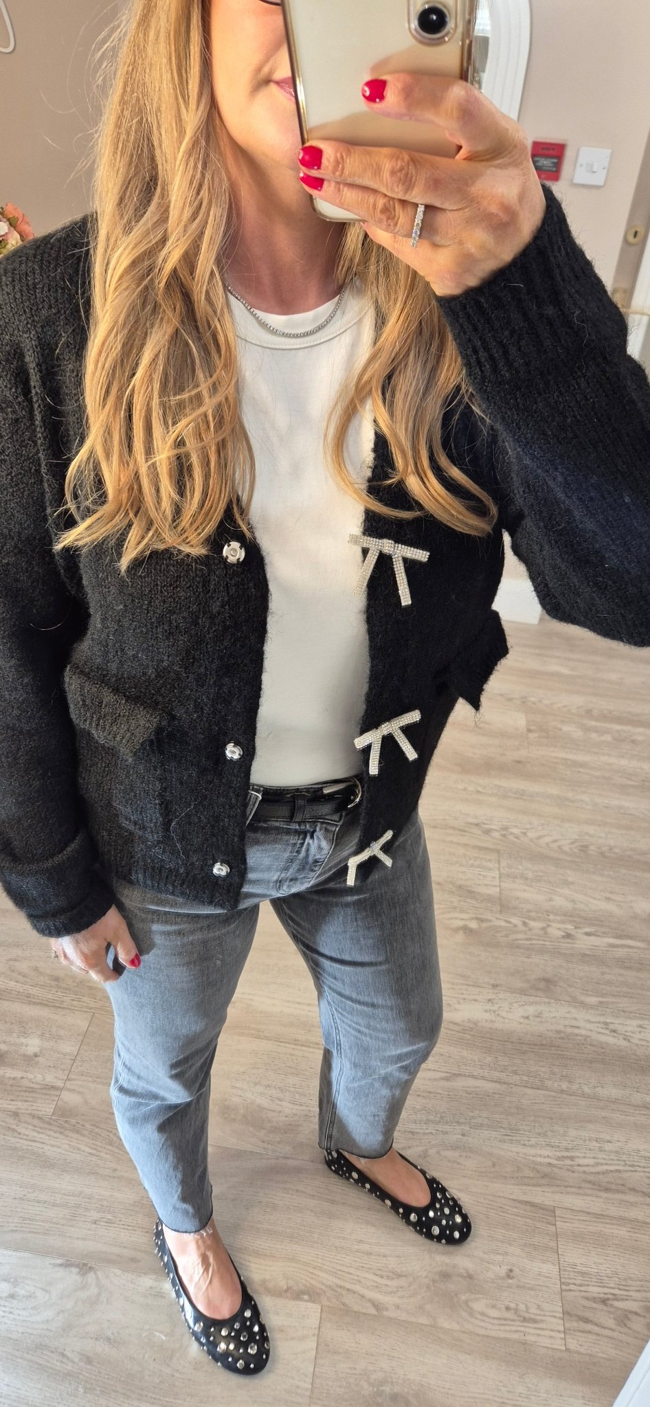 Bow Cardi Black - Lily's Boutique