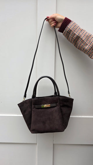 Francesca Suede Bag Dark Maroon