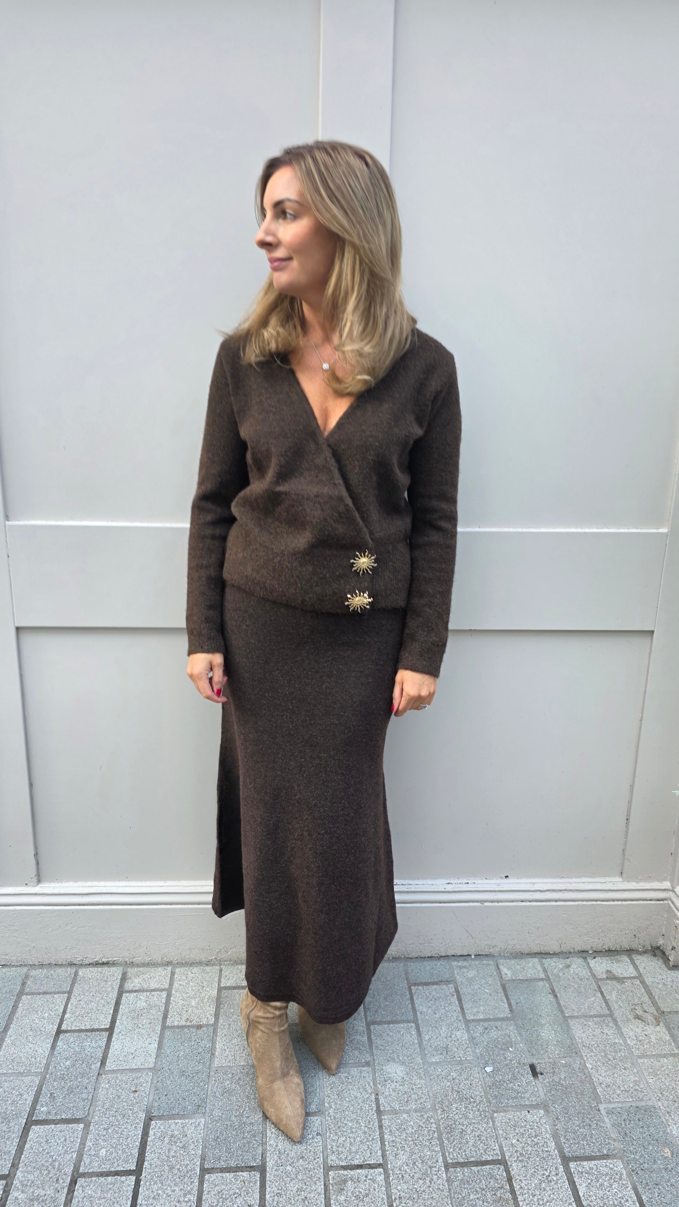 Wren Wrap Cardi Brown