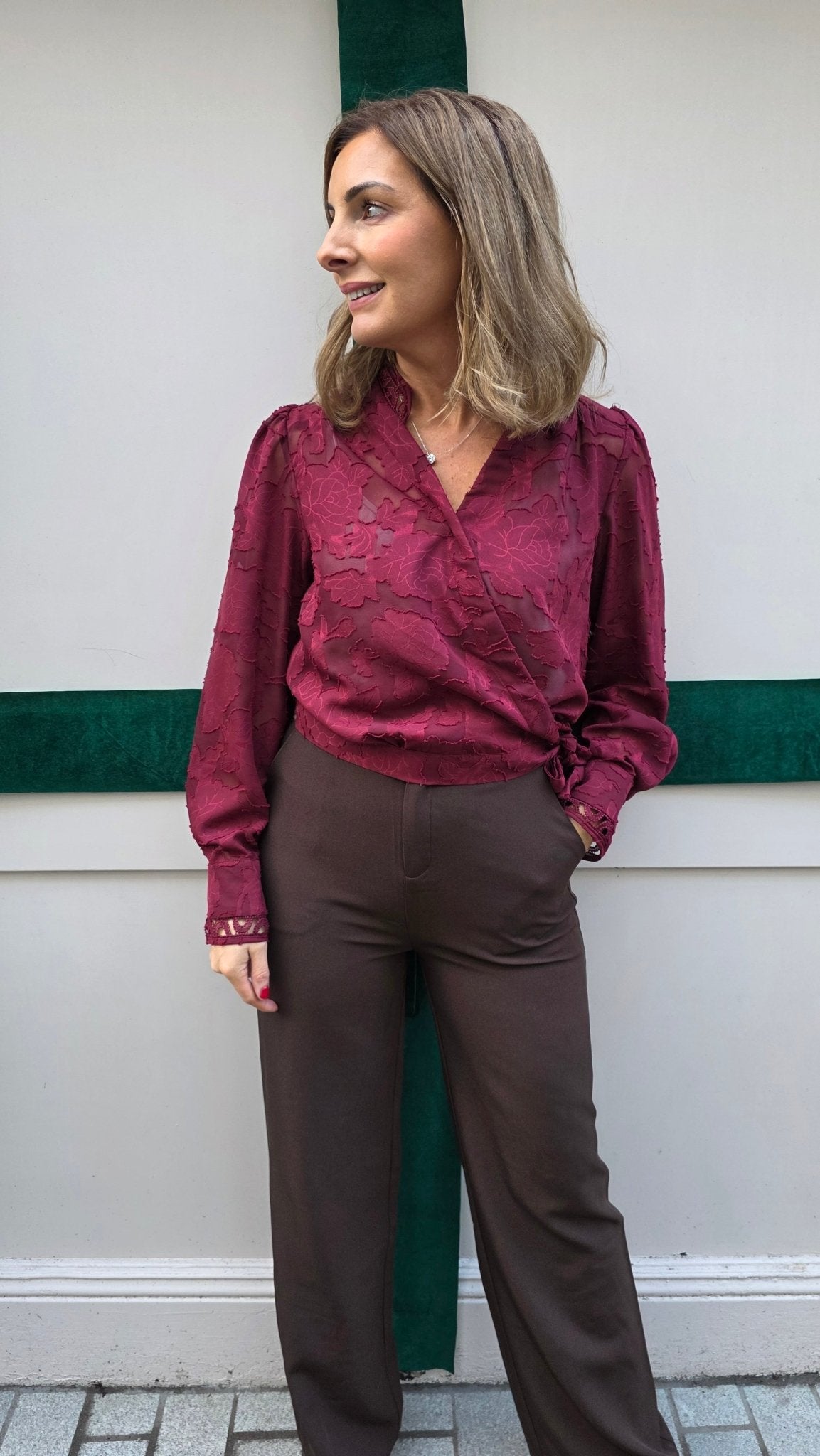 Bella Burgundy Blouse - Lily's Boutique
