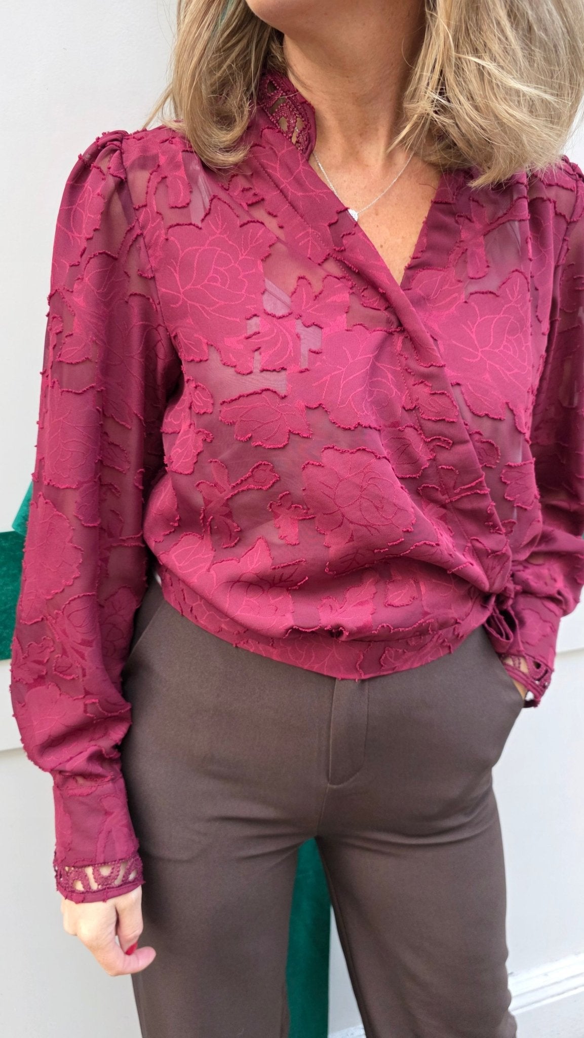 Bella Burgundy Blouse - Lily's Boutique