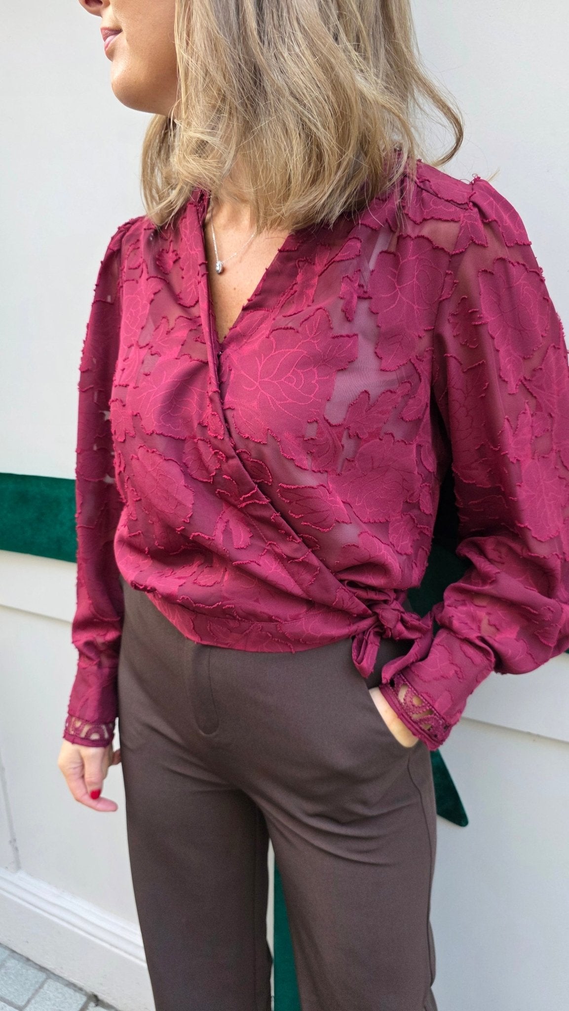 Bella Burgundy Blouse - Lily's Boutique