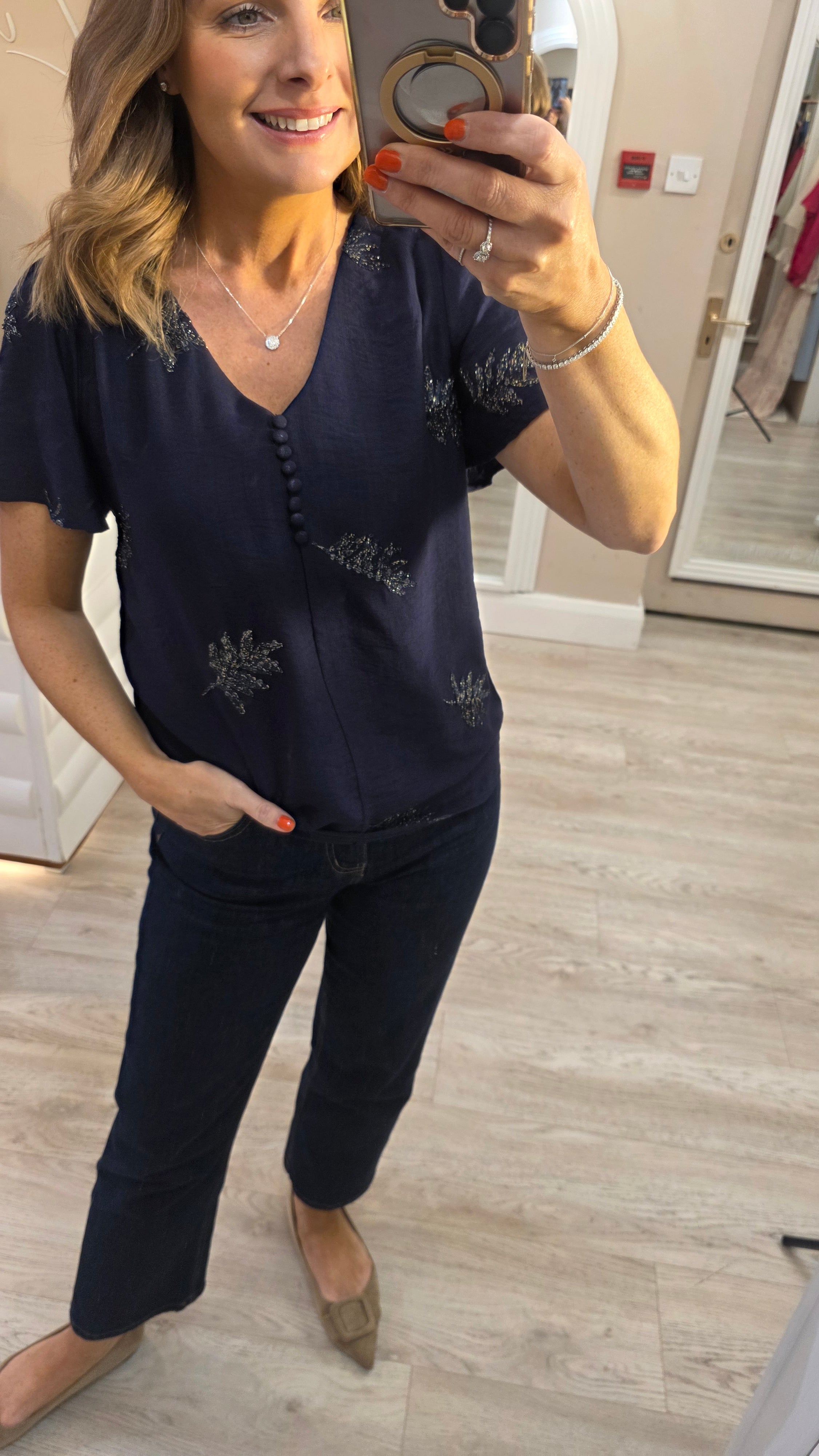 Mia Navy Top