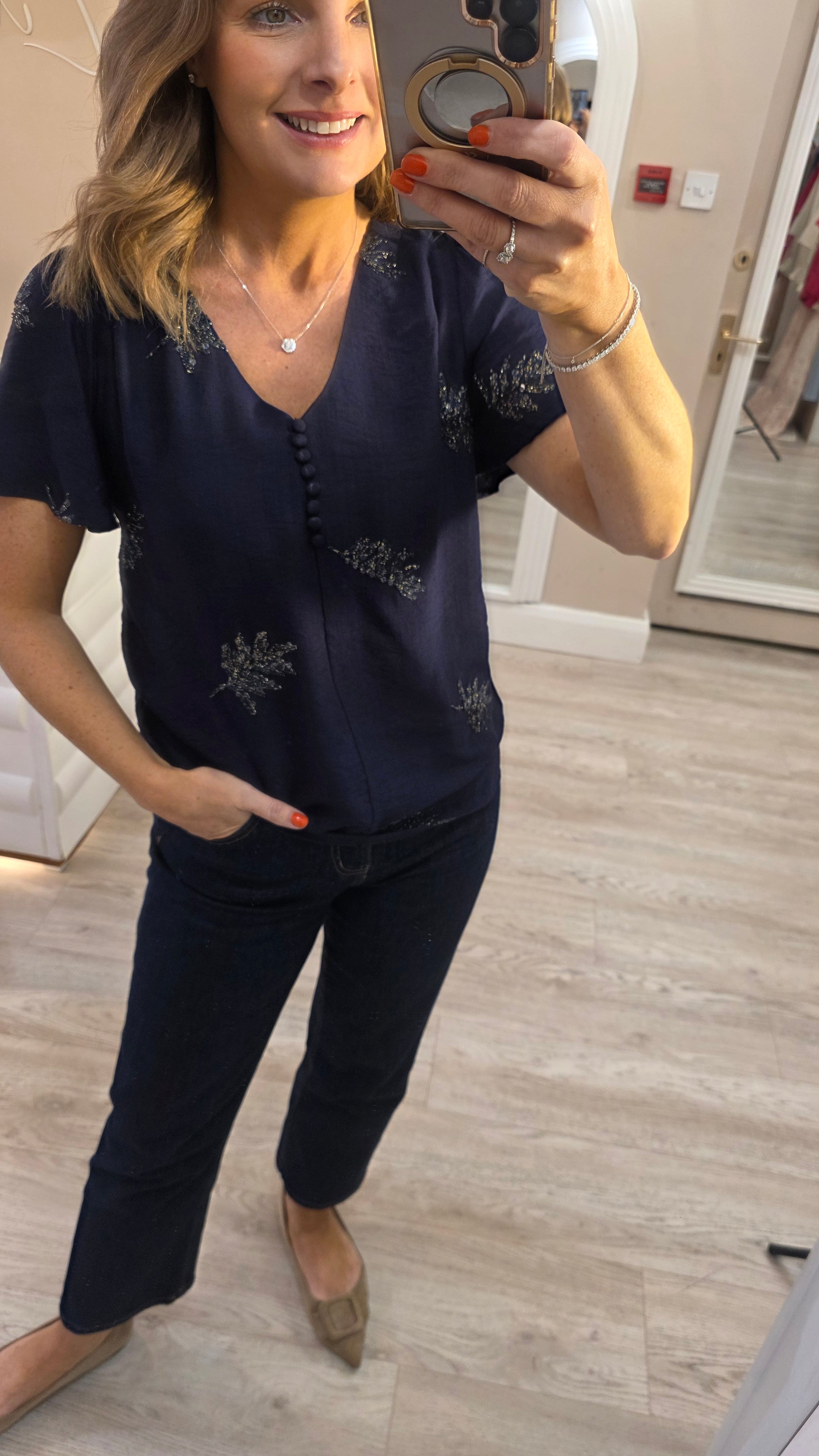 Mia Navy Top