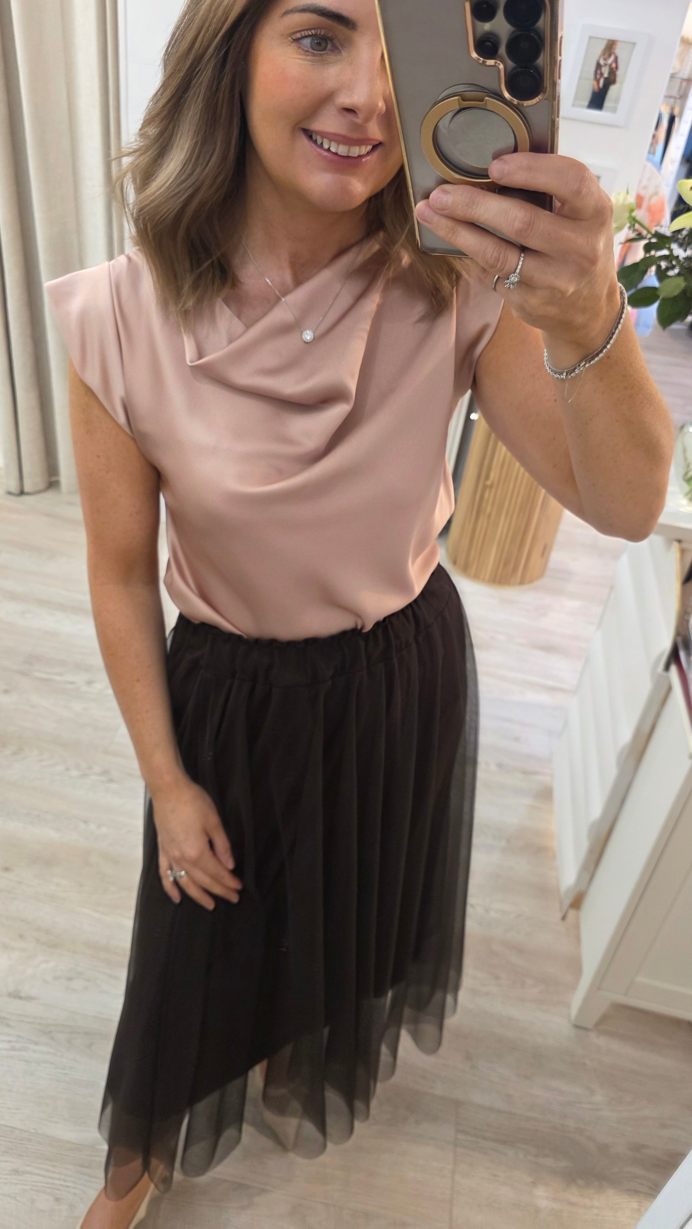 Emily Satin Top Pink