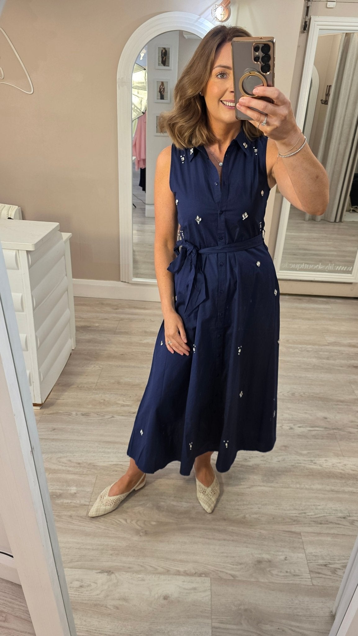 Elena Navy Dress - Lily's Boutique