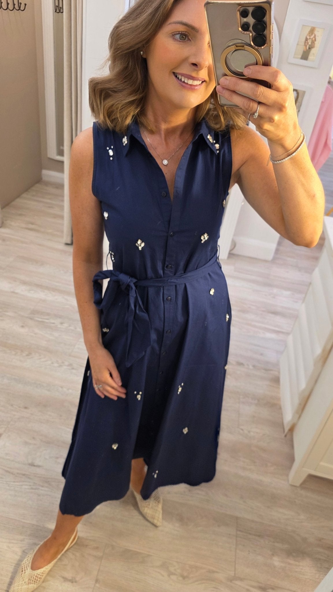 Elena Navy Dress - Lily's Boutique