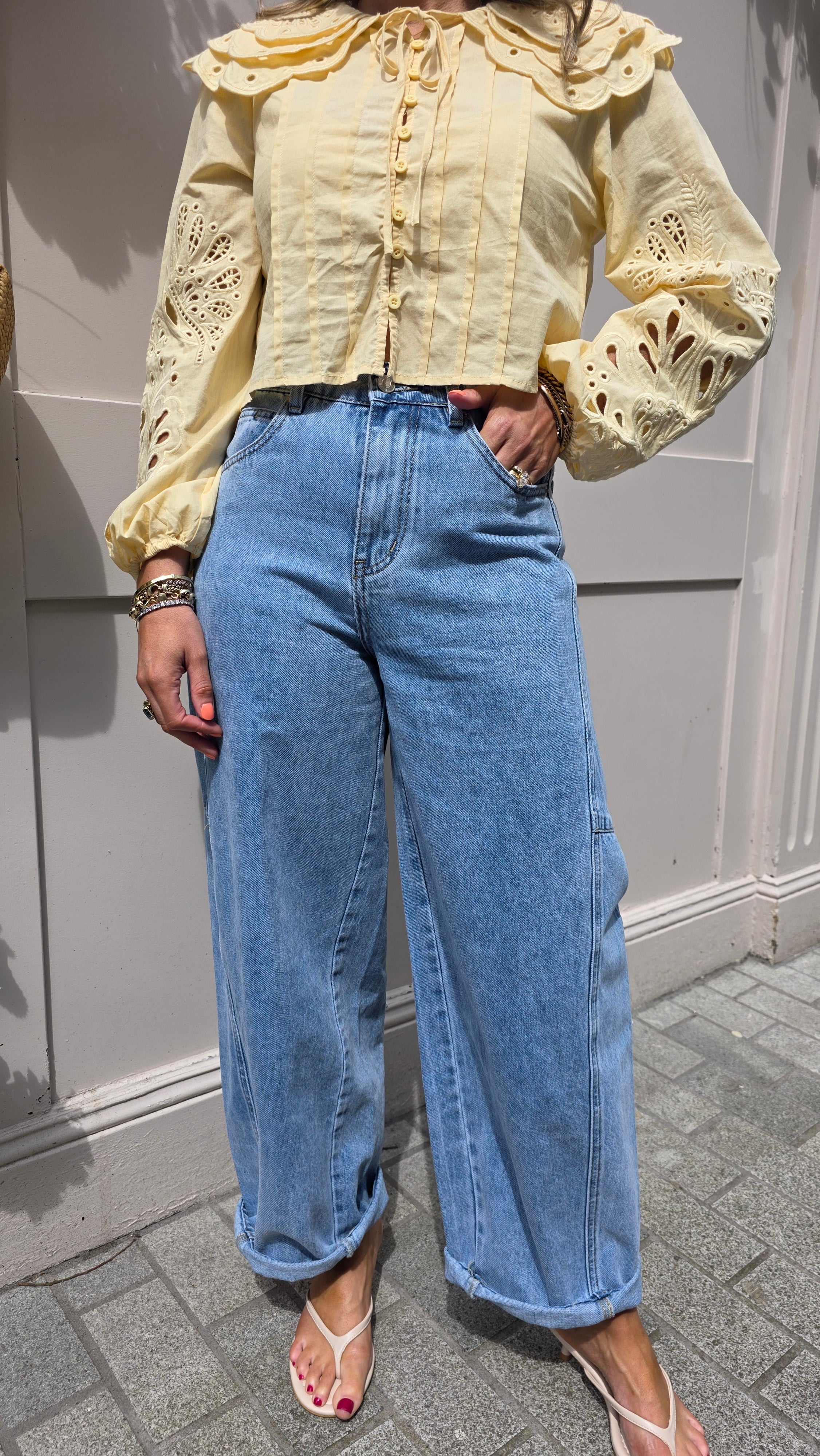 Lucy Barrel-Leg Jeans Blue