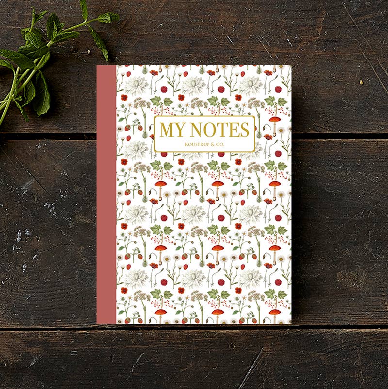 Red floral pattern - Note Booklet - Made in Denmark - Lily's Boutique