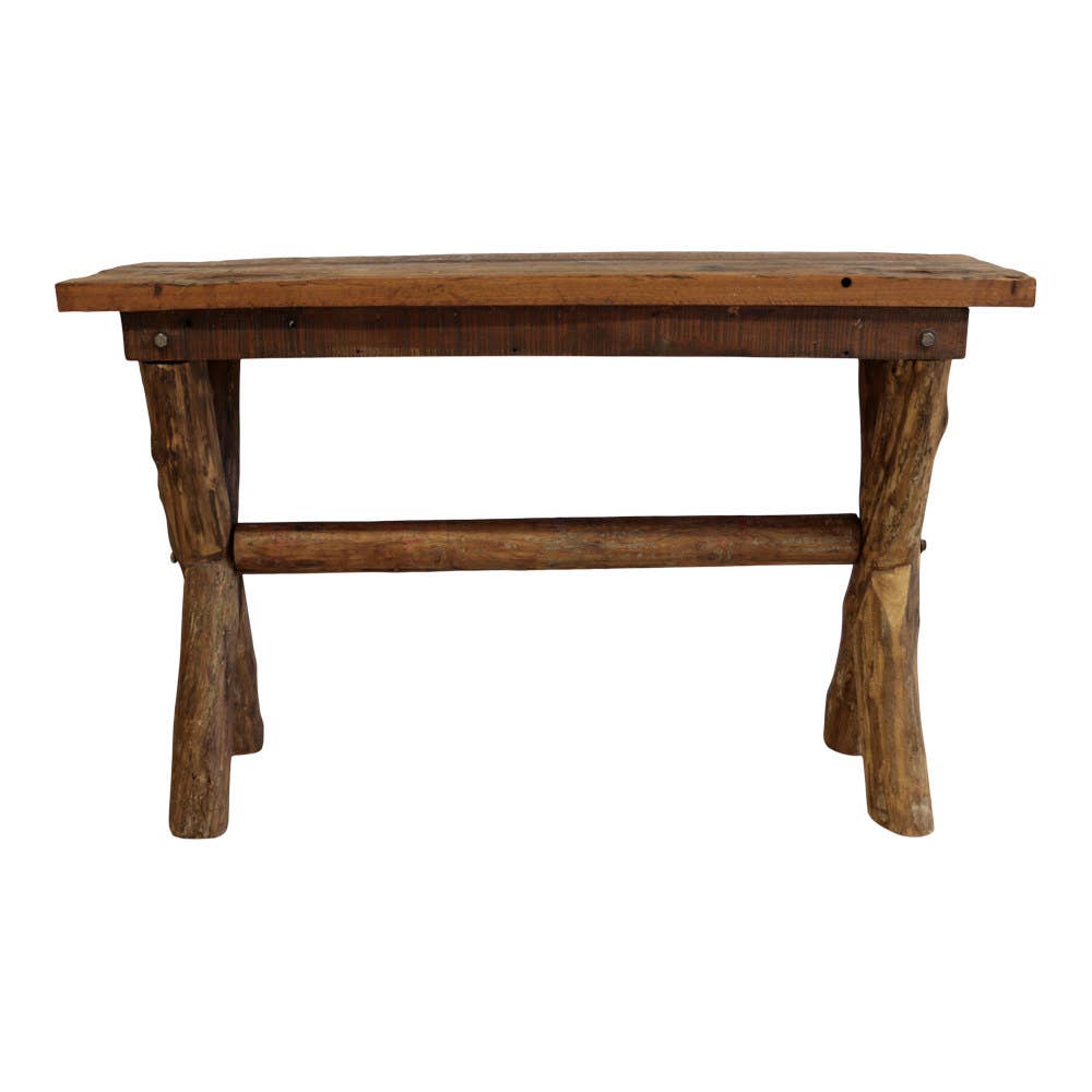 High vintage dark wood side table