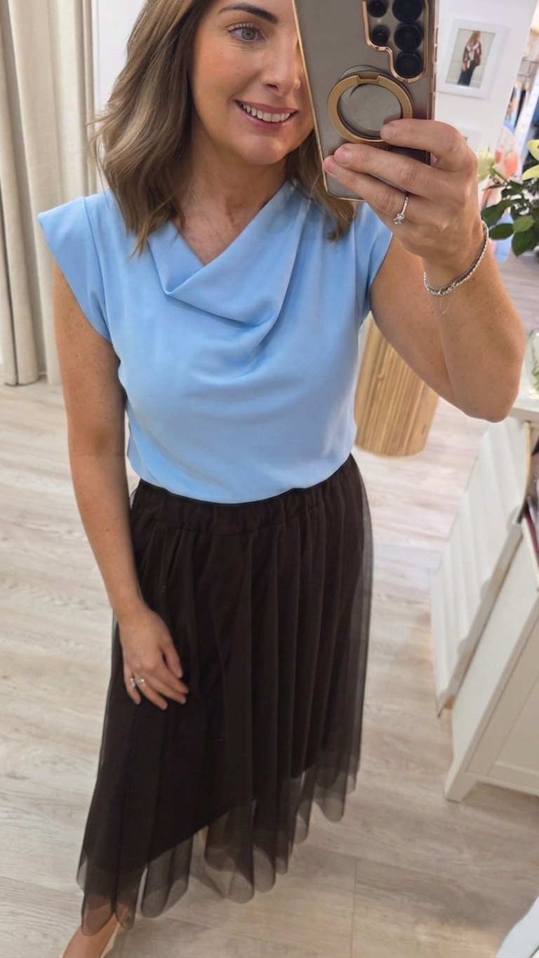 Emily Satin Top Blue