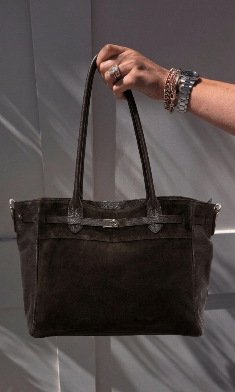 Jennifer Chocolate Suede Bag - Lily's Boutique