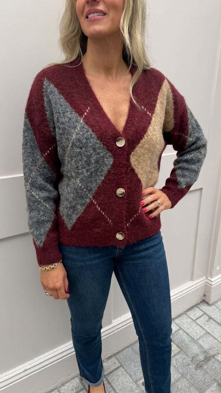 Andrea Burgundy Cardi - Lily's Boutique