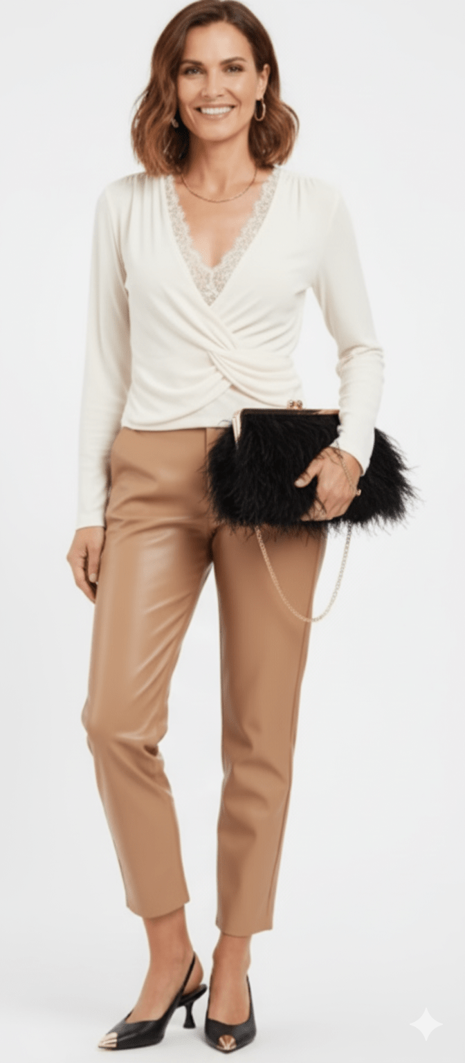Tanya Brown Pleather Trousers - Lily's Boutique