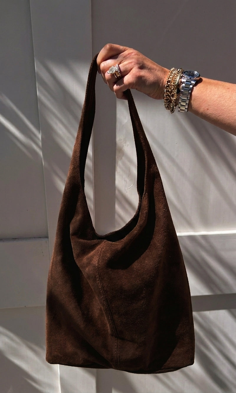 Lucy Suede Chocolate Bag