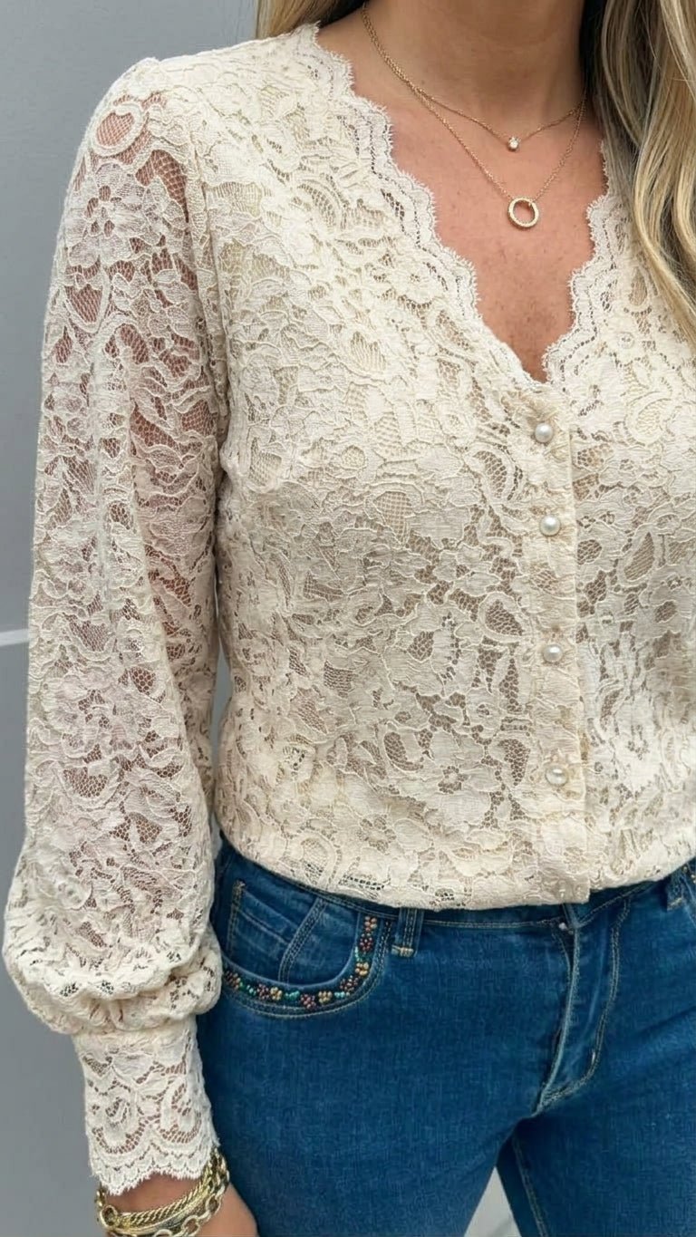 Courtney Ivory Blouse - Lily's Boutique