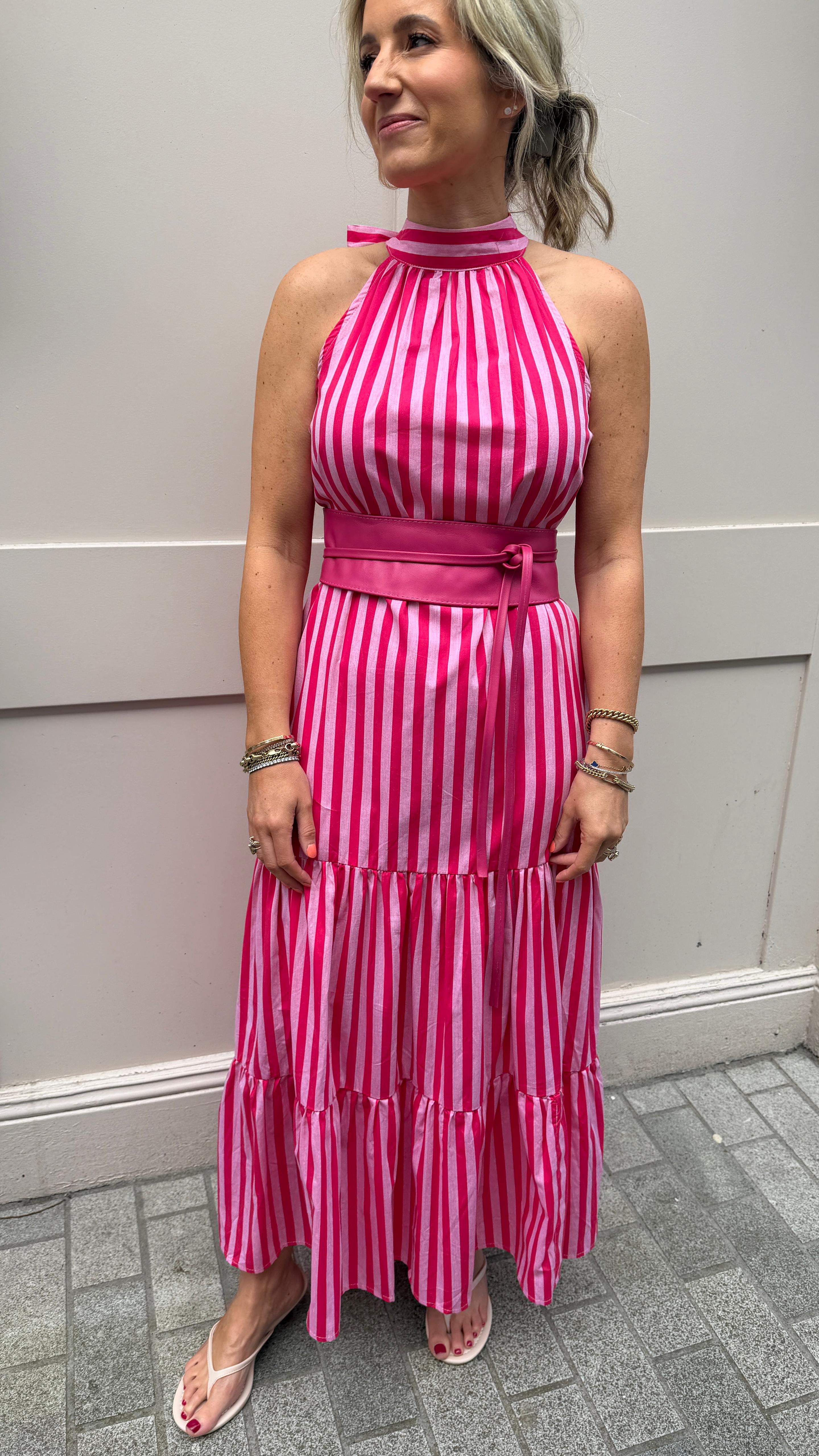 Heidi Pink Stripe Dress