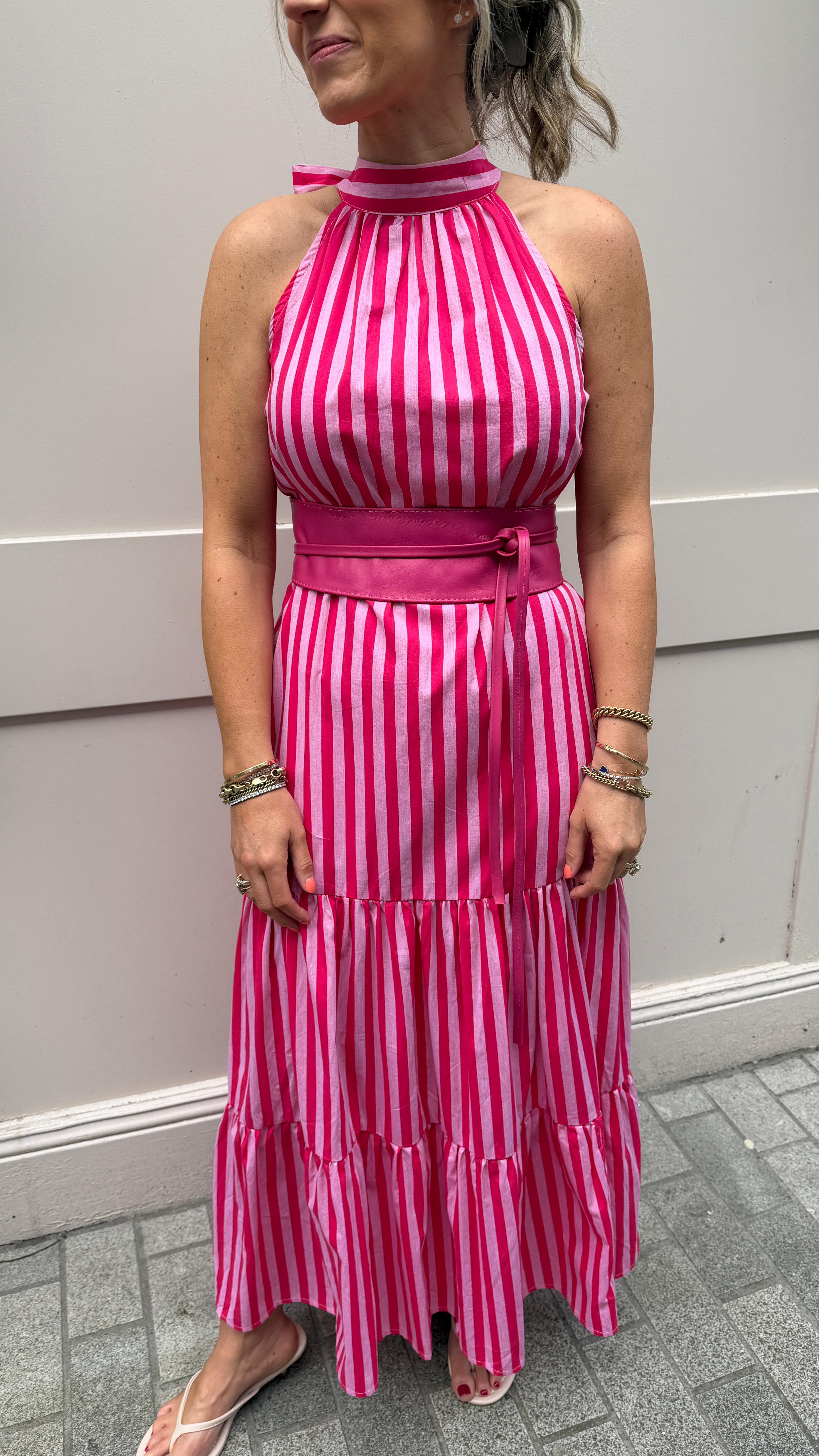 Heidi Pink Stripe Dress