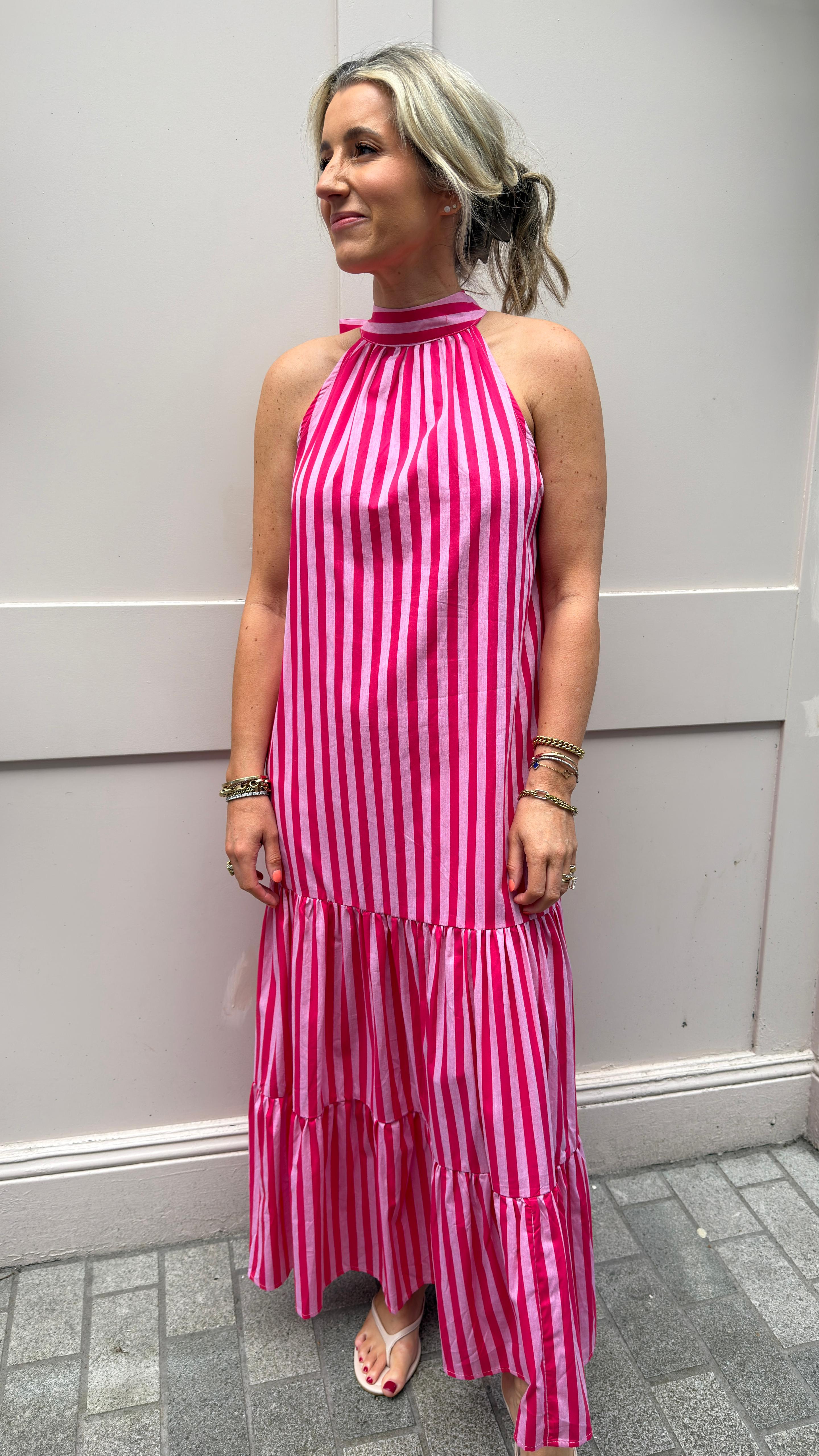 Heidi Pink Stripe Dress