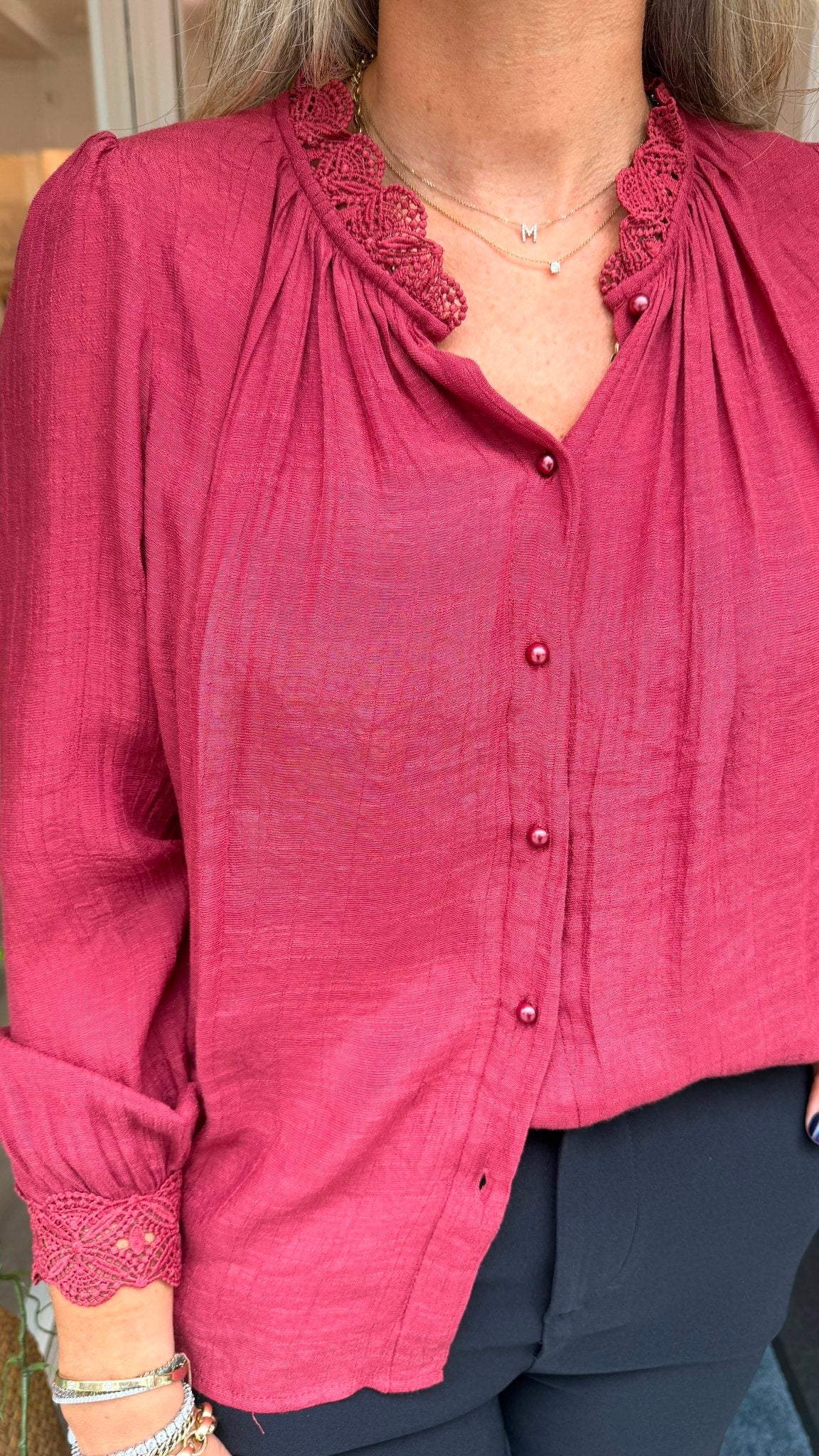 Natalia Burgundy Blouse - Lily's Boutique