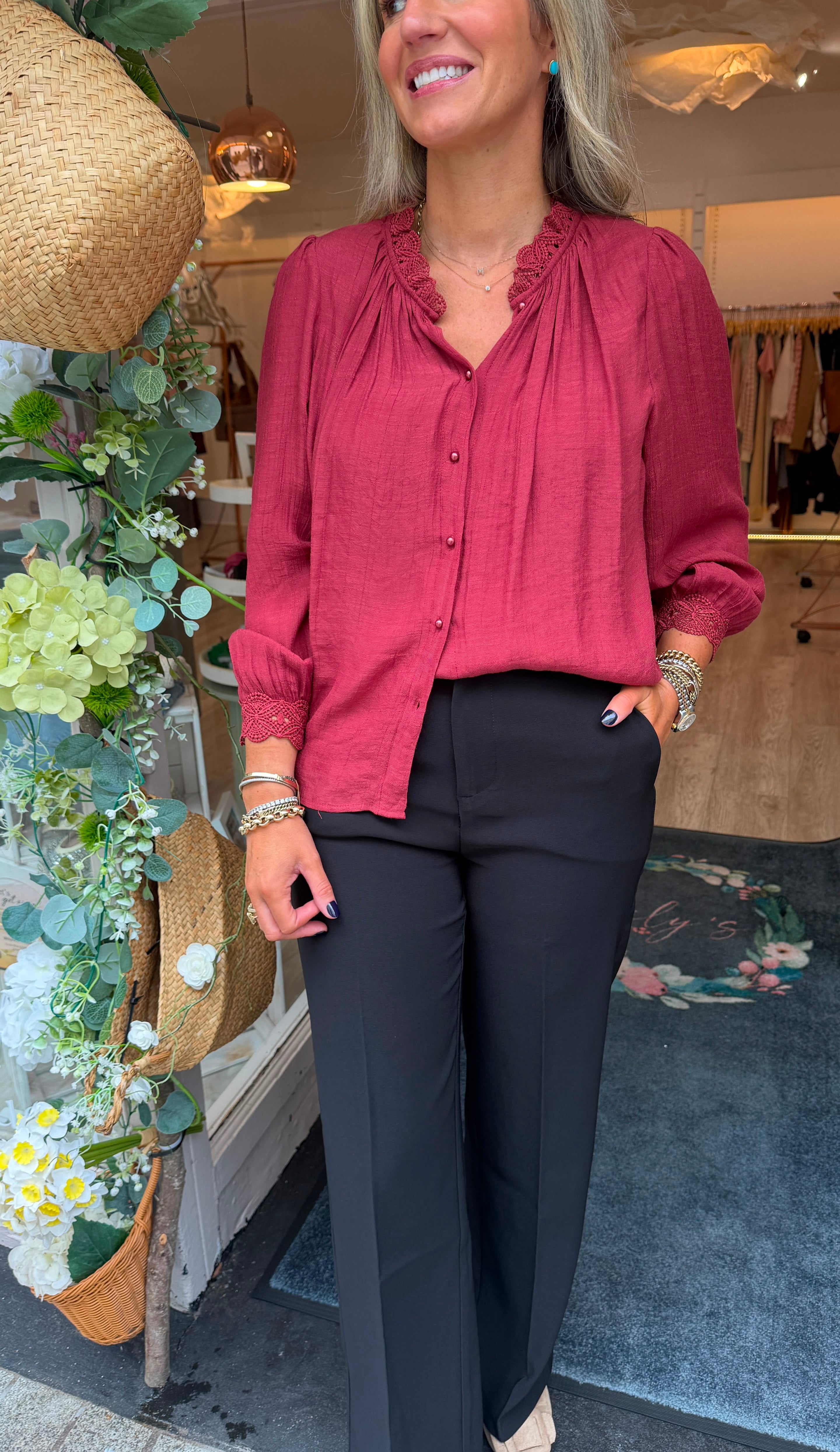 Natalia Burgundy Blouse