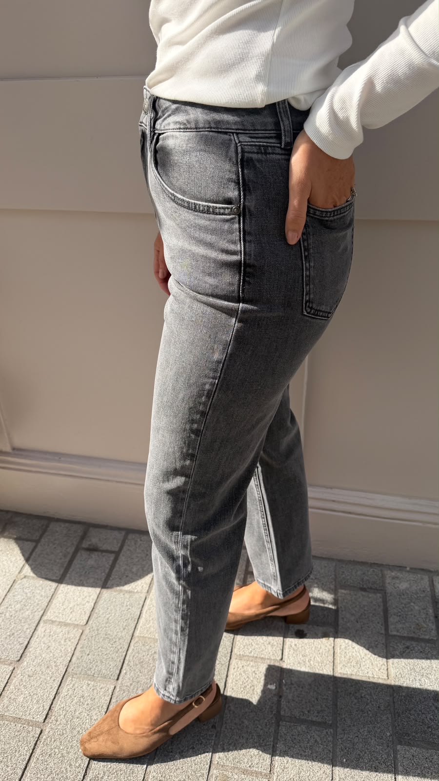 Sonia Light Grey Straight Leg Jeans