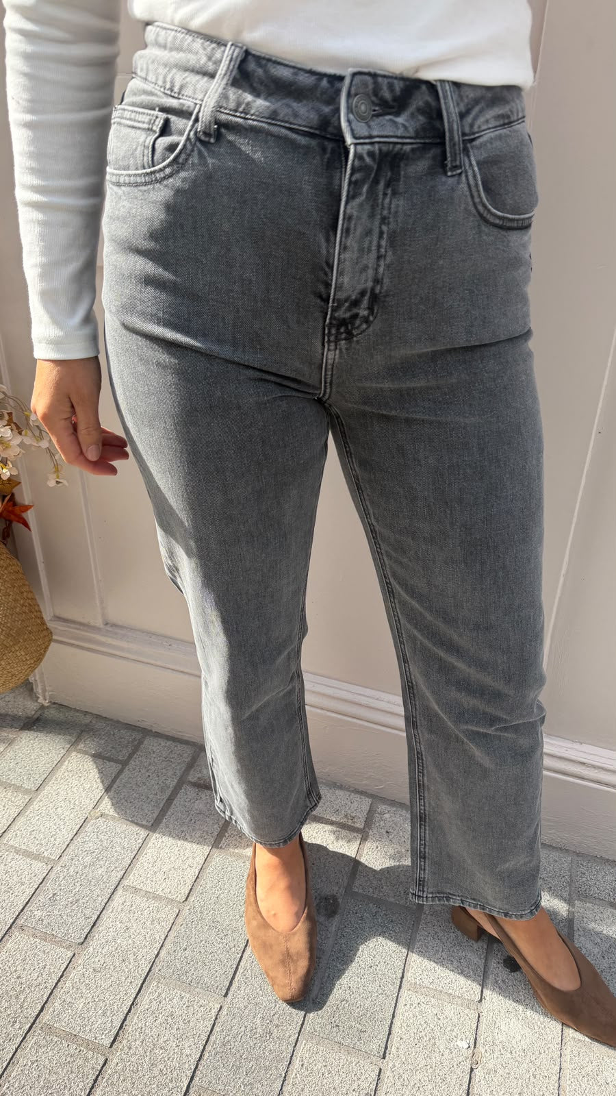 Sonia Light Grey Straight Leg Jeans