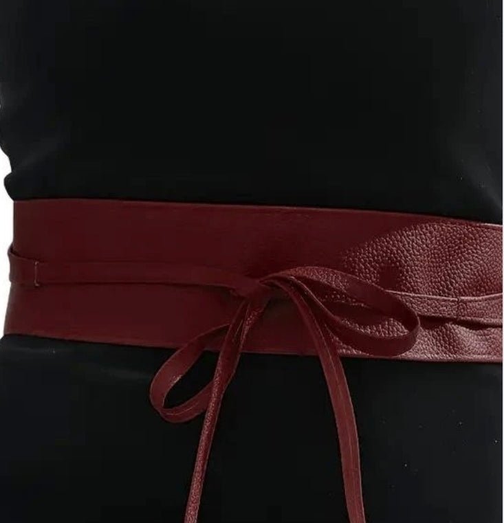 Burgundy Leather Obi belt - Lily's Boutique