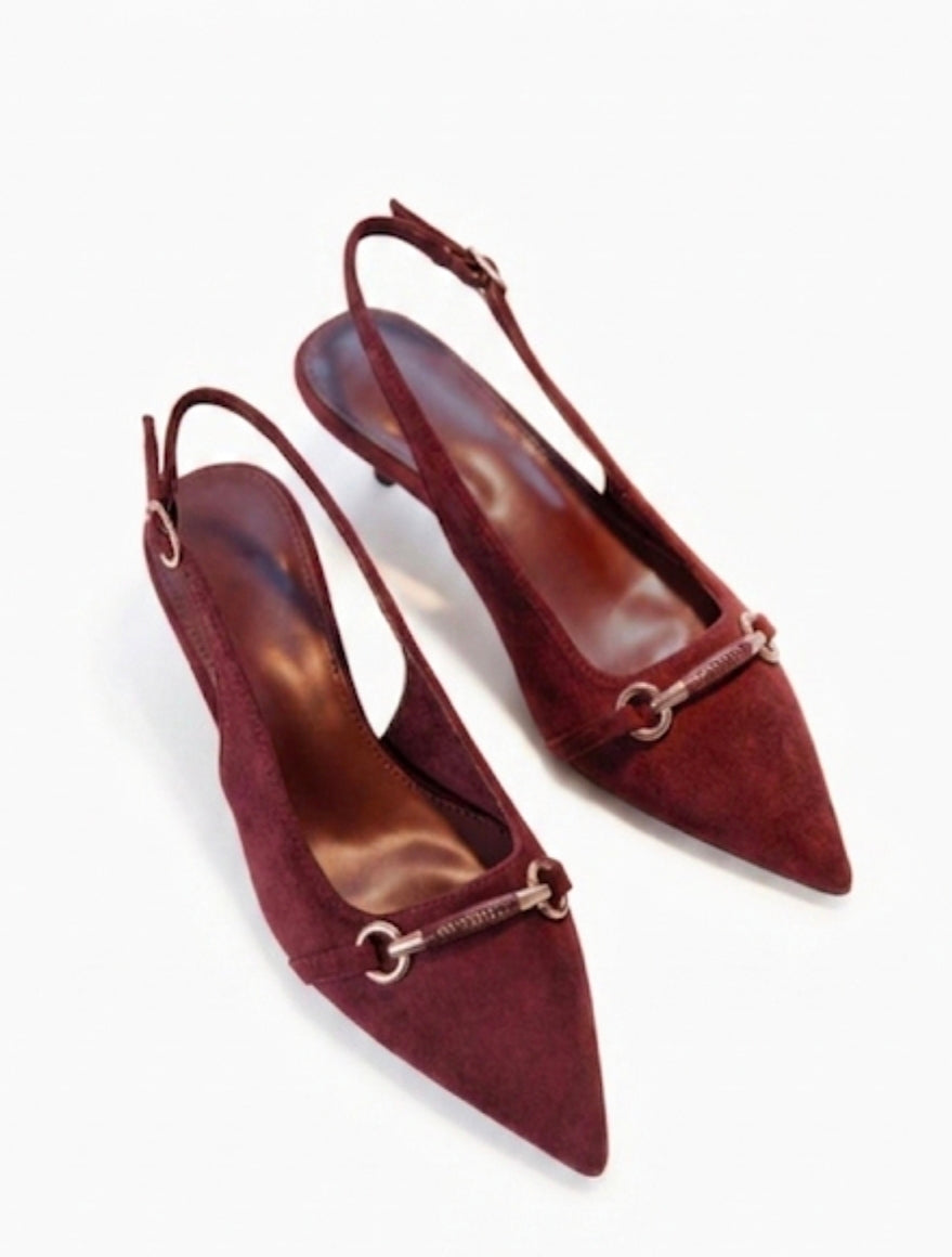 Isabel Burgundy Kitten Heel