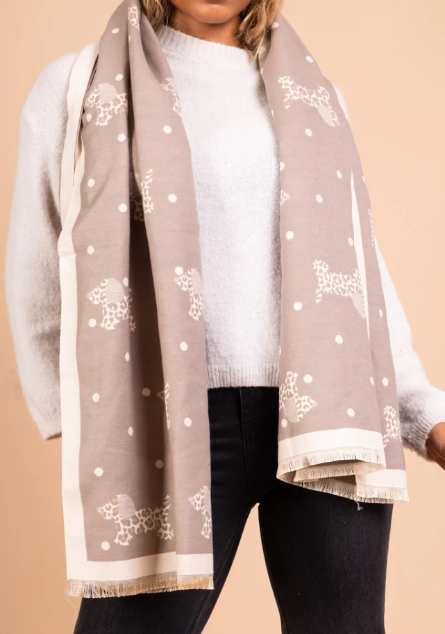 Dachshund Grey Wool Scarf