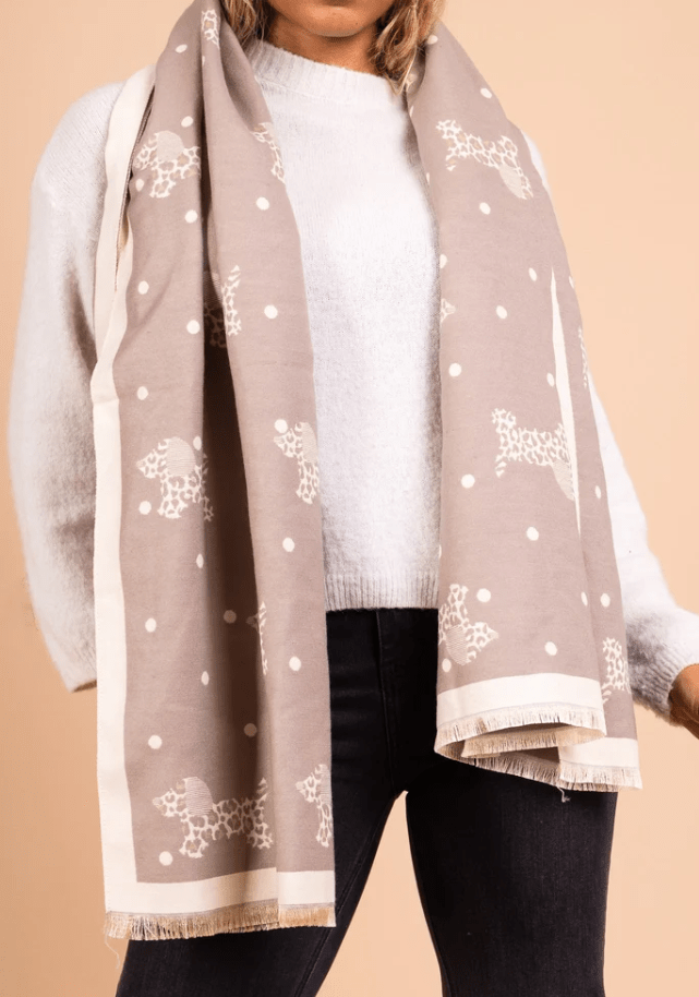 Dachshund Grey Wool Scarf - Lily's Boutique