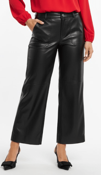 Hayley Black Pleather Trousers - Lily's Boutique