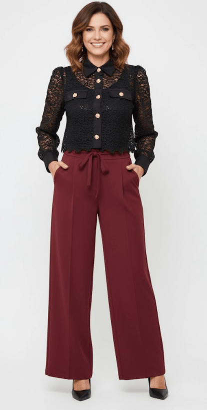Becks Burgundy Trousers - Lily's Boutique