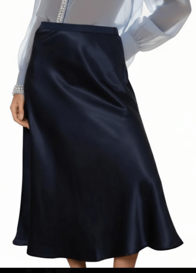 Annetta Satin Skirt Navy - Lily's Boutique