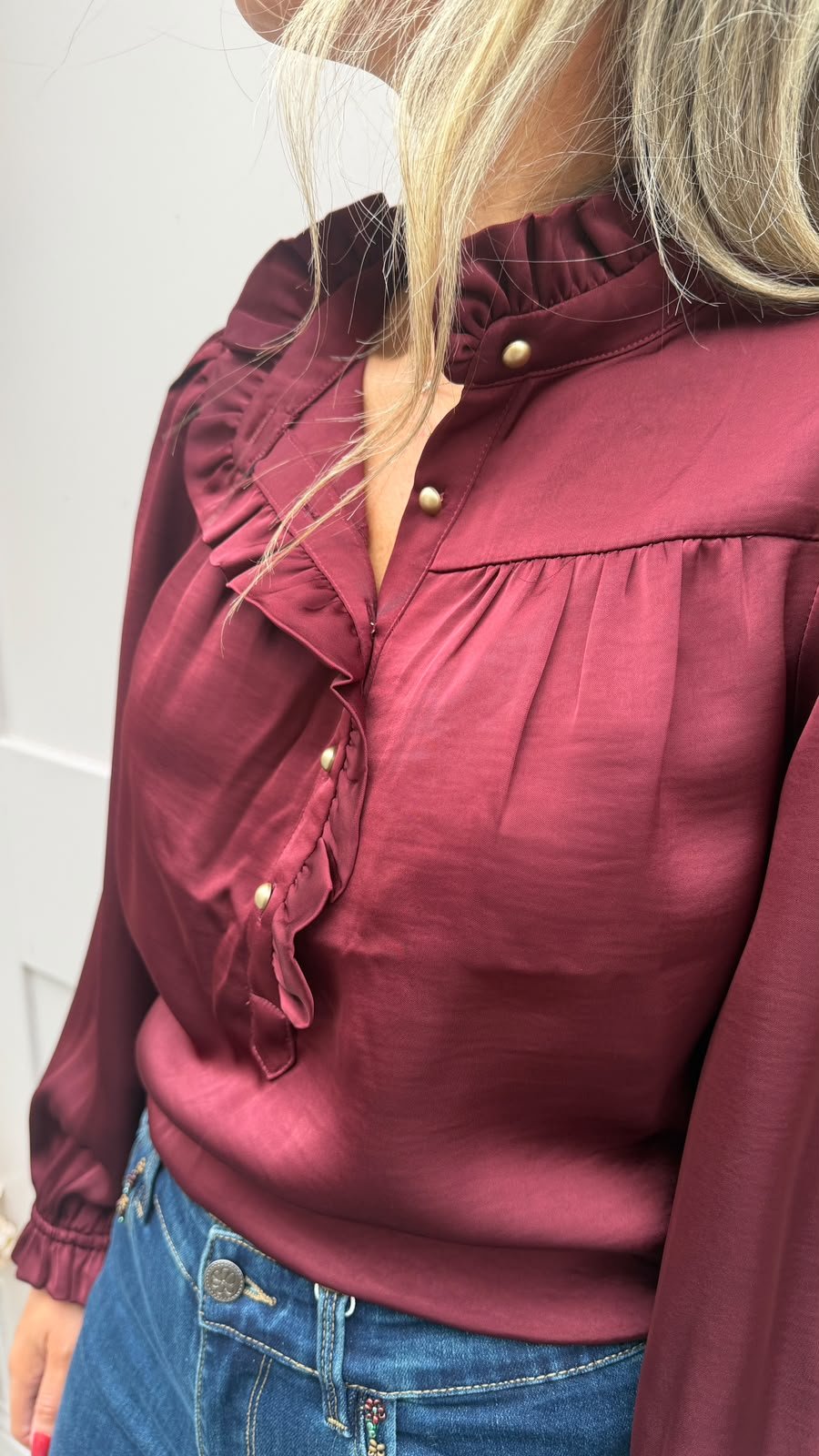 Becca Burgundy Blouse - Lily's Boutique