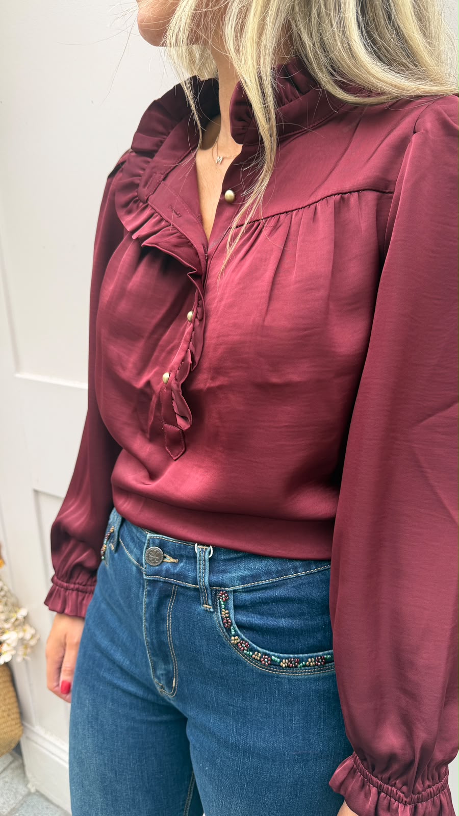 Becca Burgundy Blouse - Lily's Boutique